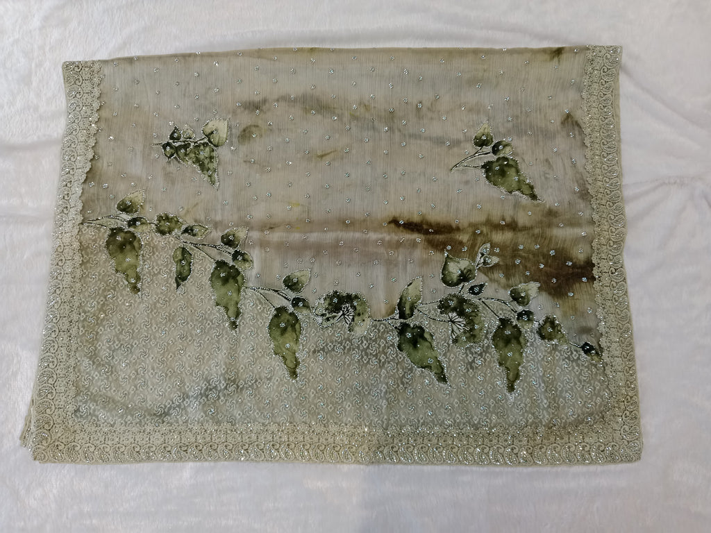 SAGE GREEN IVORY TIE-DYE SAREE