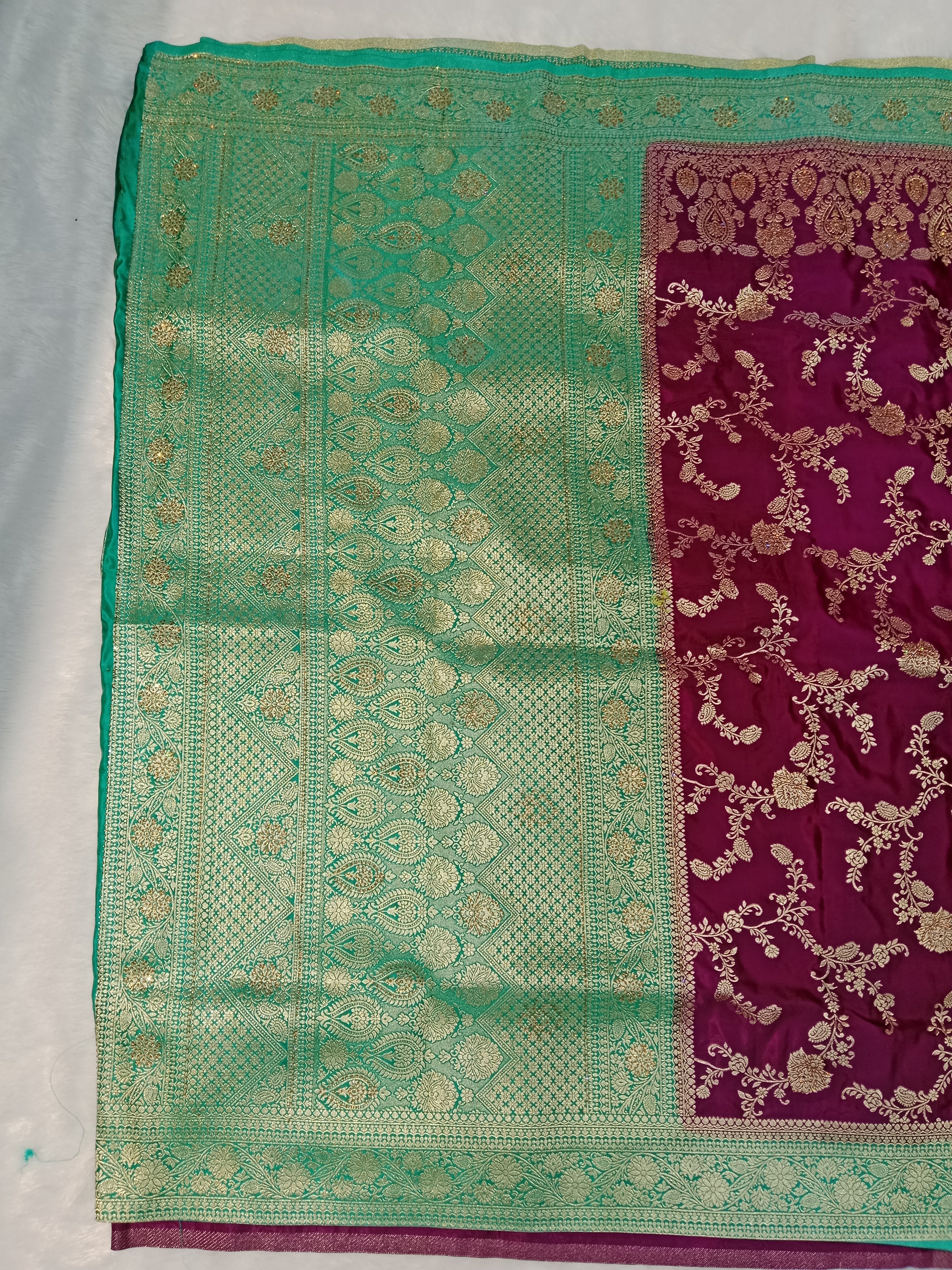 MAGENTA TEAL BANARASI SILK SAREE