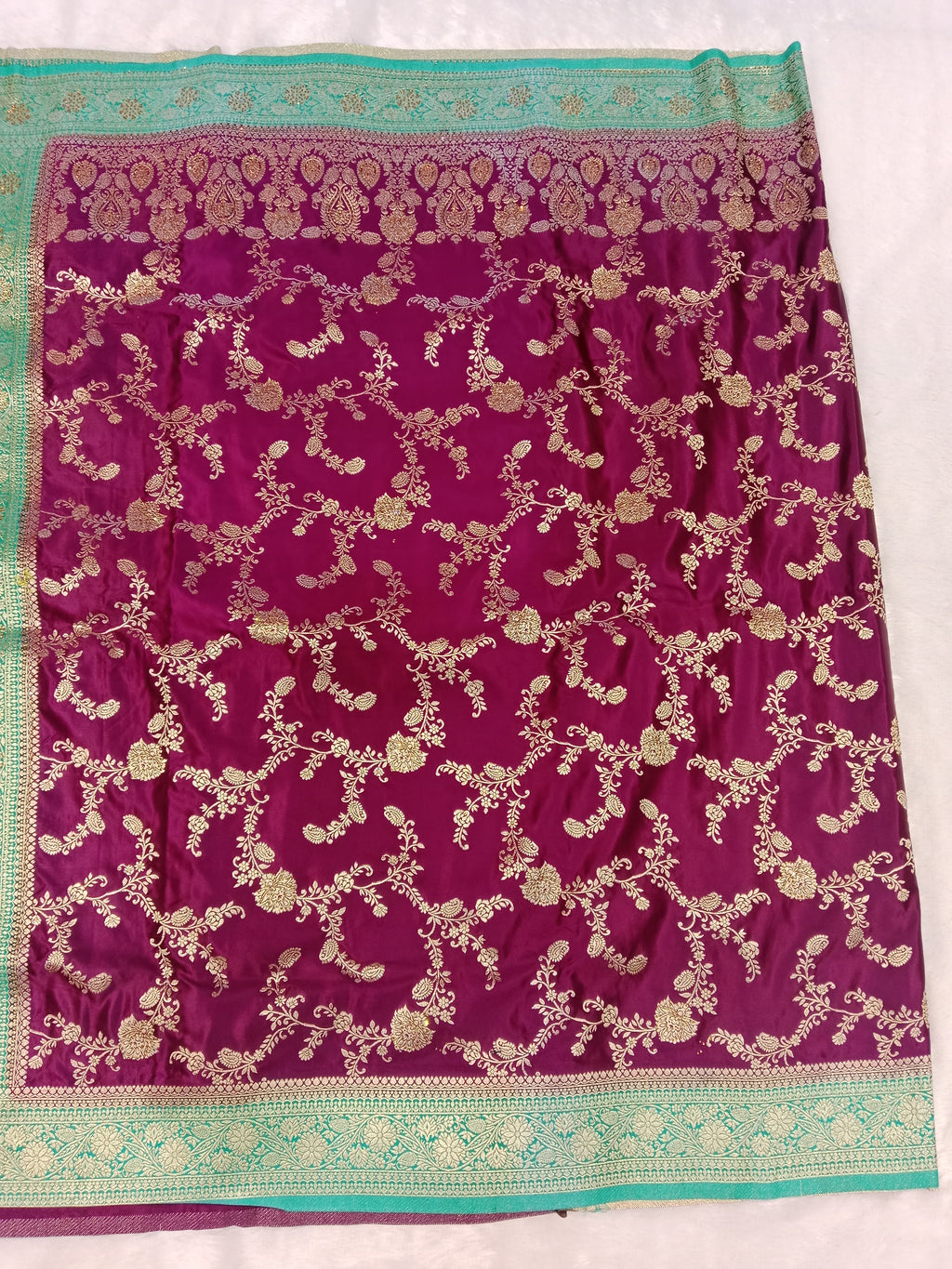 MAGENTA TEAL BANARASI SILK SAREE
