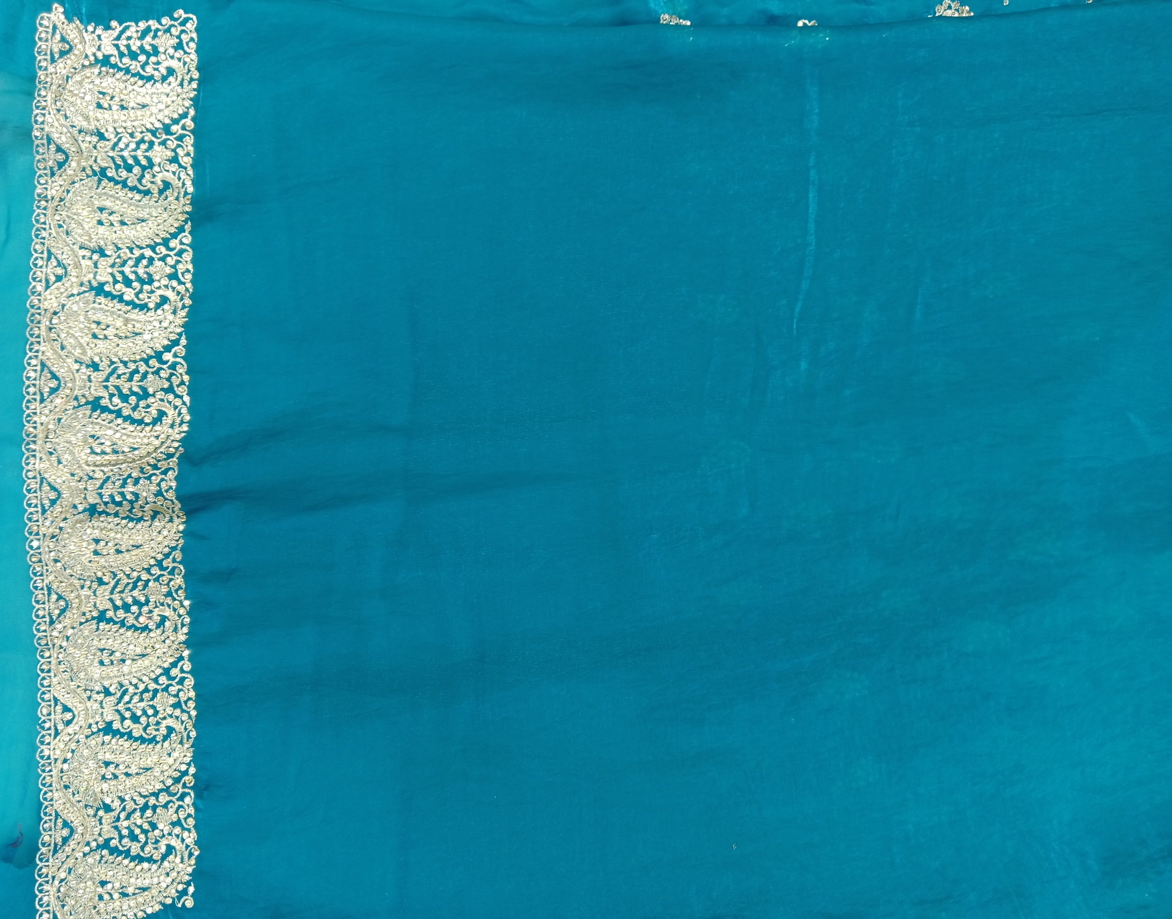 TEAL BLUE GEORGETTE/CHIFFON SAREE