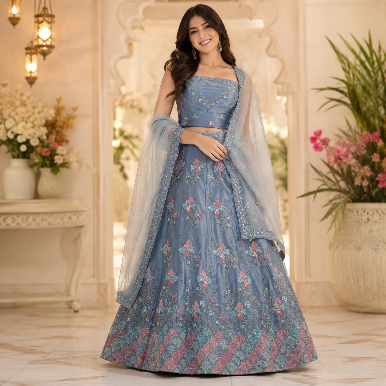 DUSTY BLUE  QUEENS CHOICE LEHENGA