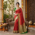 LAAL MEHENDI GREEN KANCHIPURAM SILK SAREE