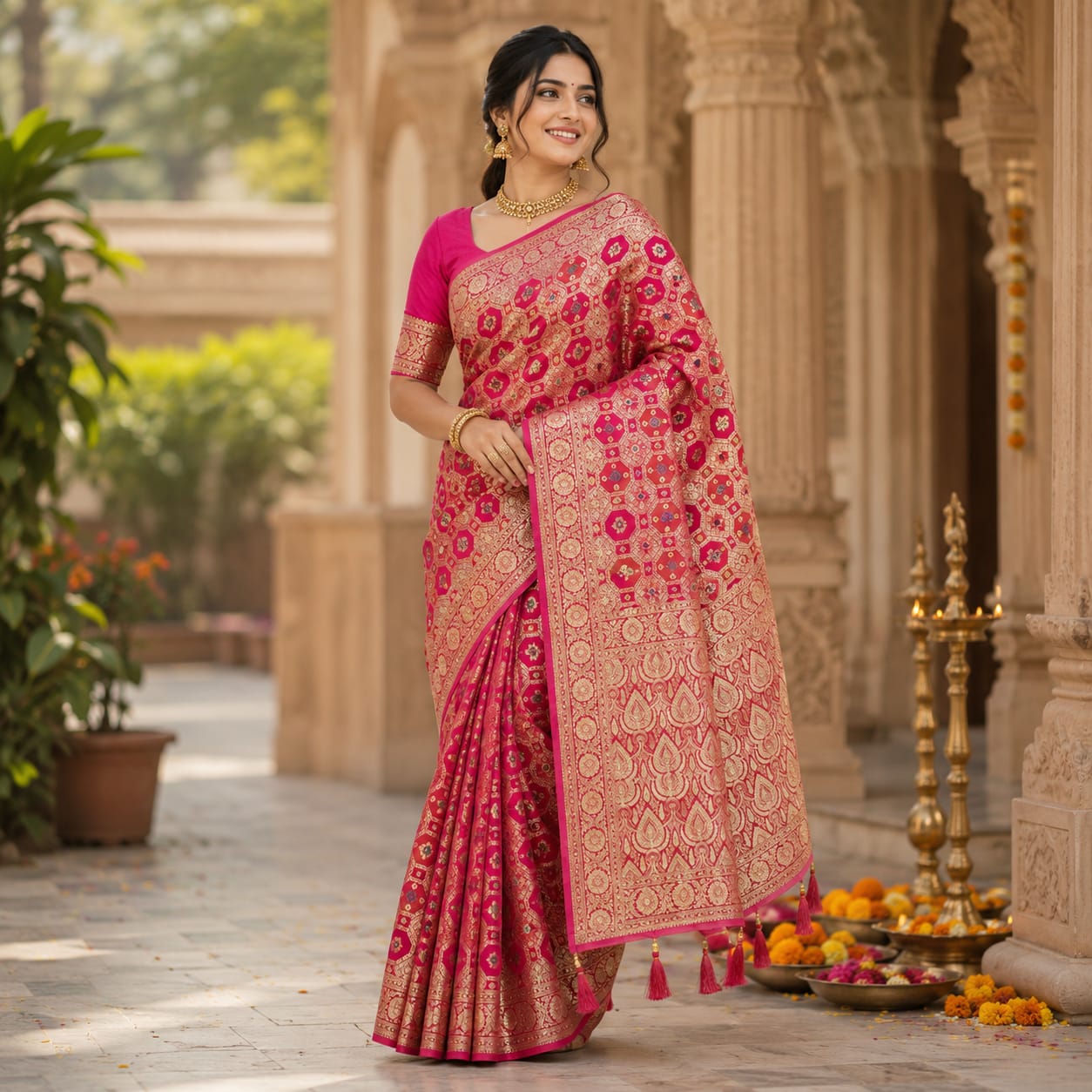 RANI PINK PATOLA STYLE BANARASI SILK SAREE