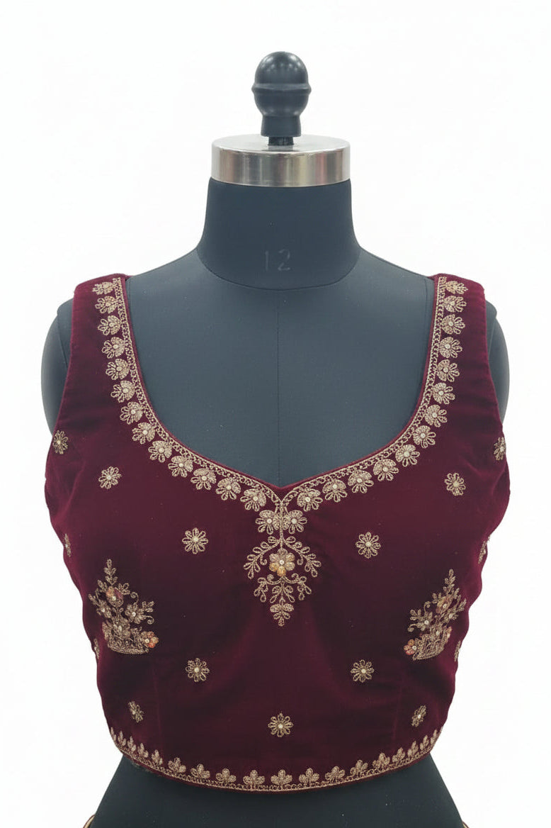 DEEP WINE MAROON WEDDING LEHENGA