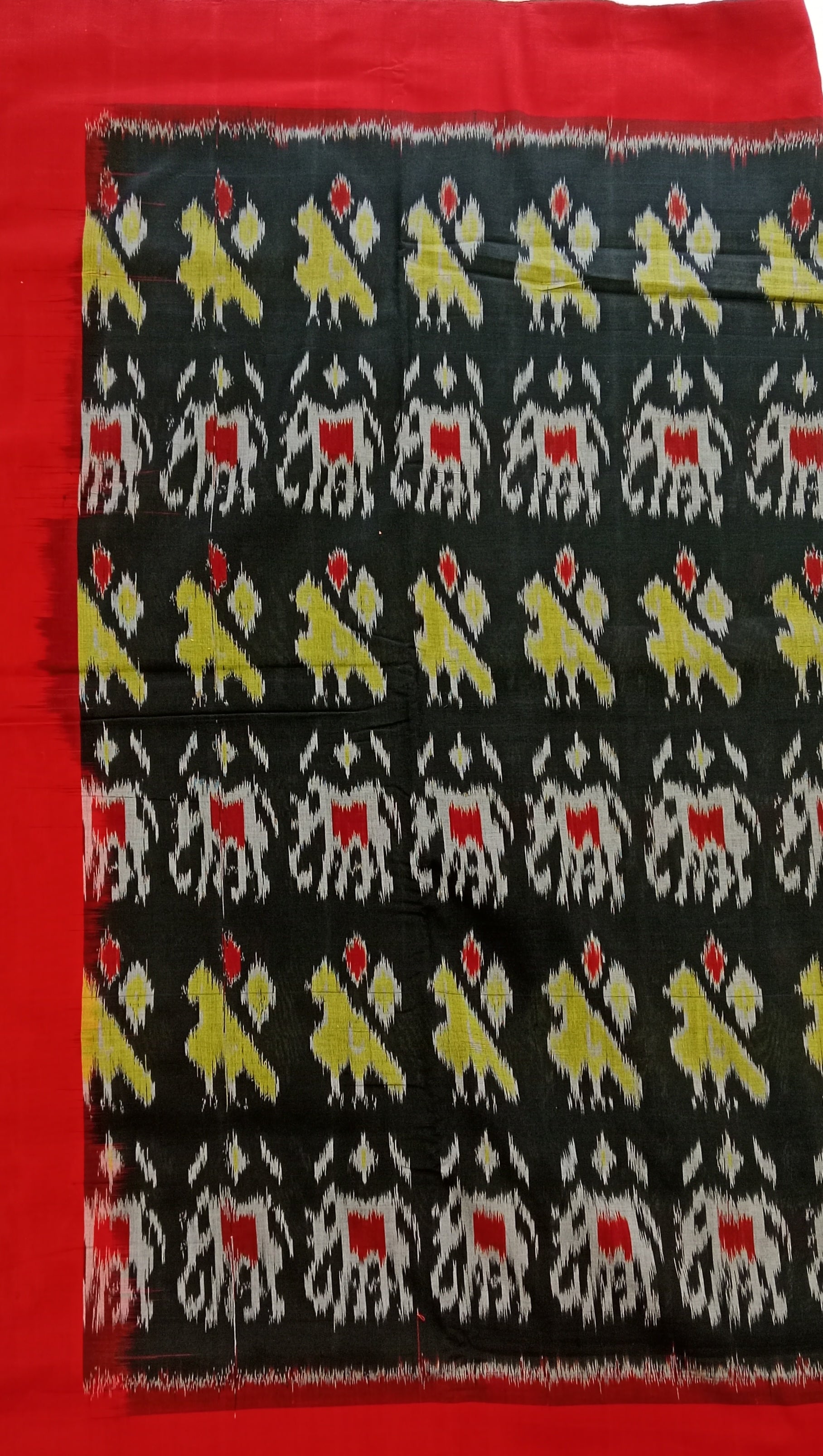 Red Mix Black With Yellow Boota Pure Sambalpuri Handloom Cotton Saree