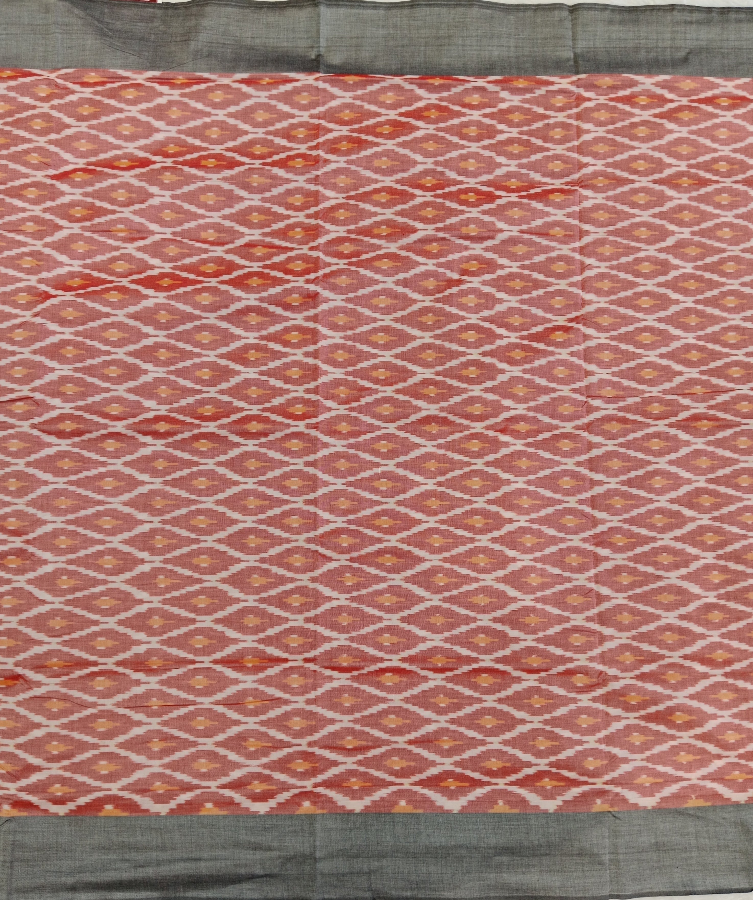 ONION PINK IKAT PRINT SAMBALPURI HANDLOOM COTTON SAREE