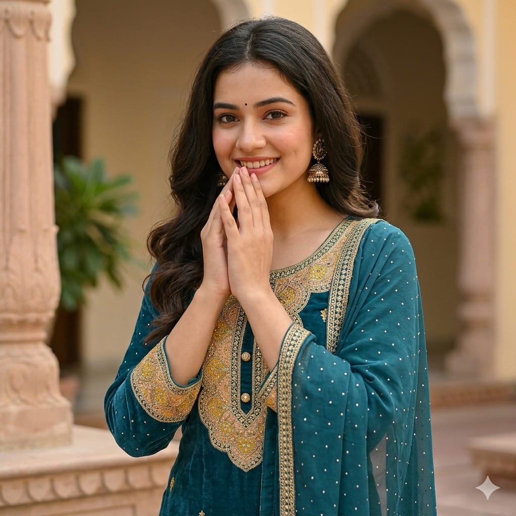 PEACOCK BLUE KANAK SHARARA