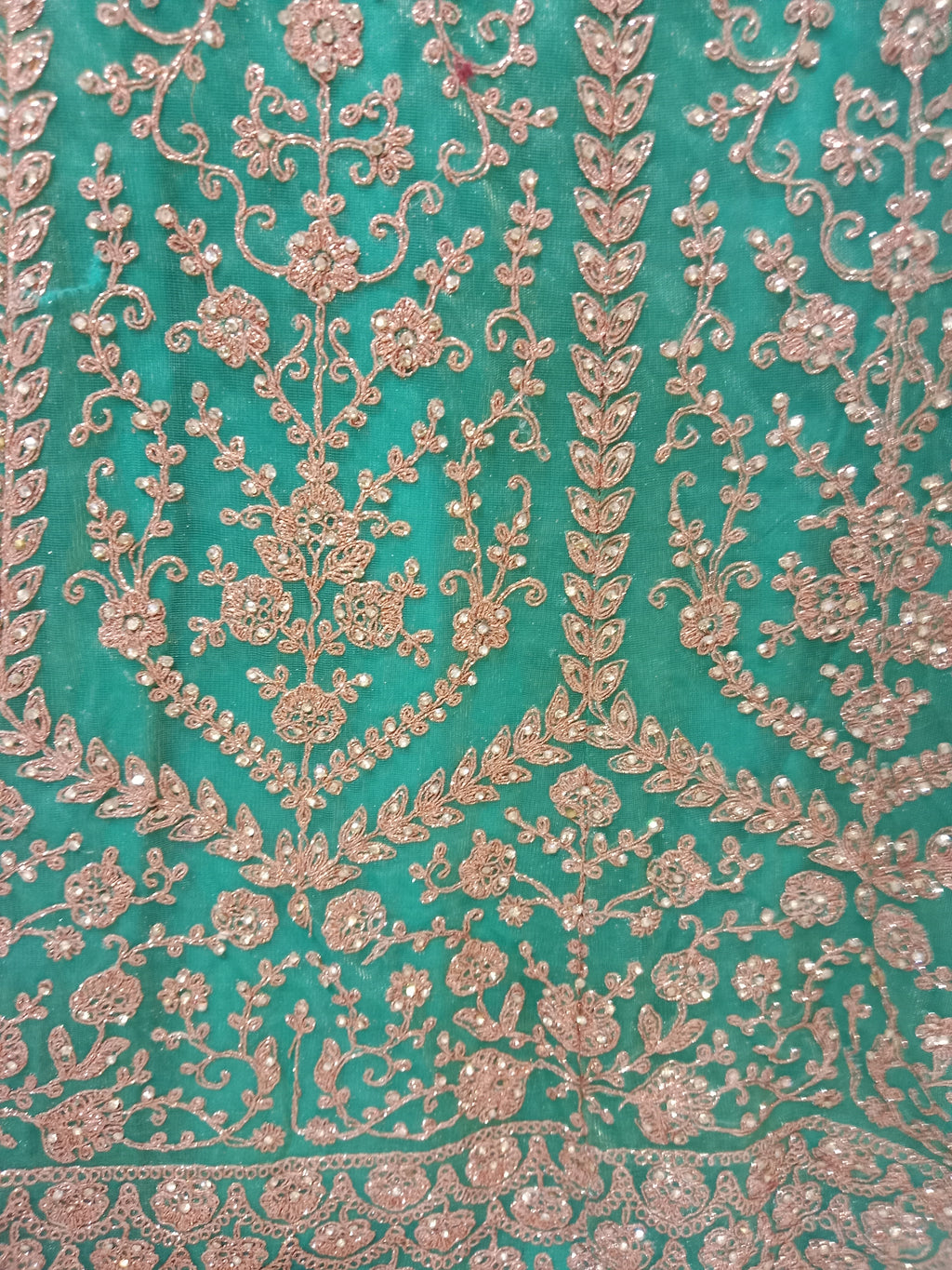 EMERALD GREEN LEHENGA WITH GOLD ZARI WORK