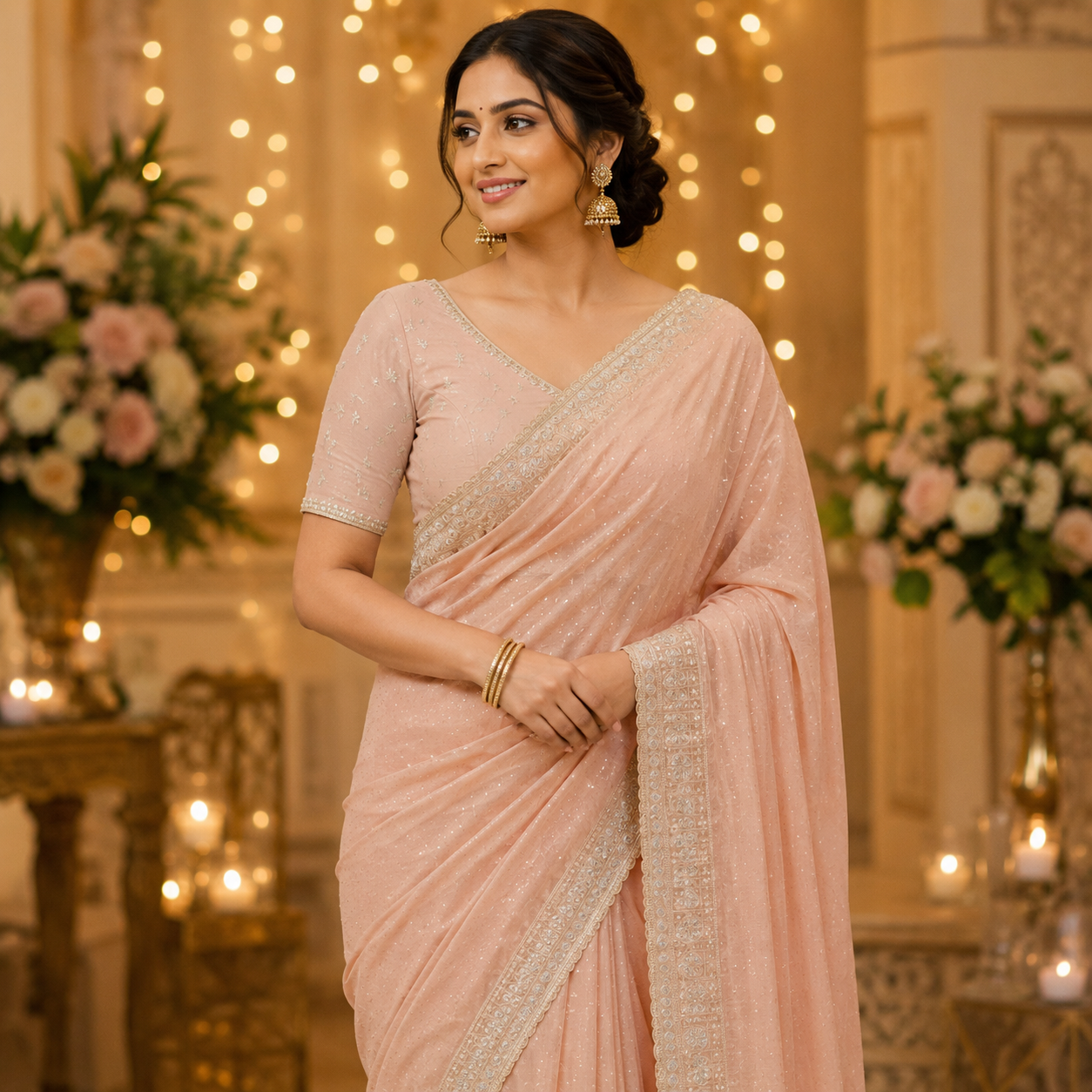 BLUSH PINK GEORGETTE SAREE