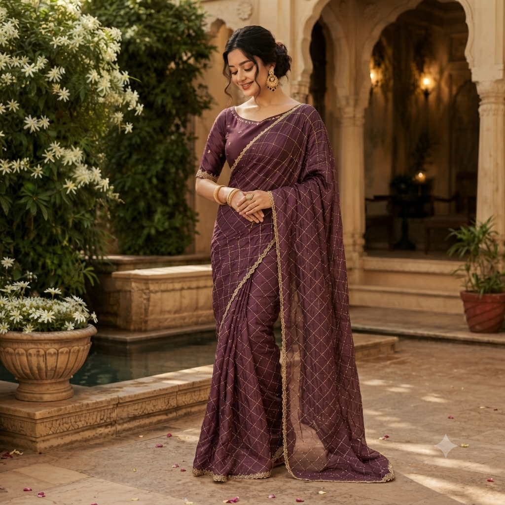 WINE PURPLE SAREE