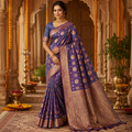 PURPLE BLUE - TONE BANARASI SILK SAREE